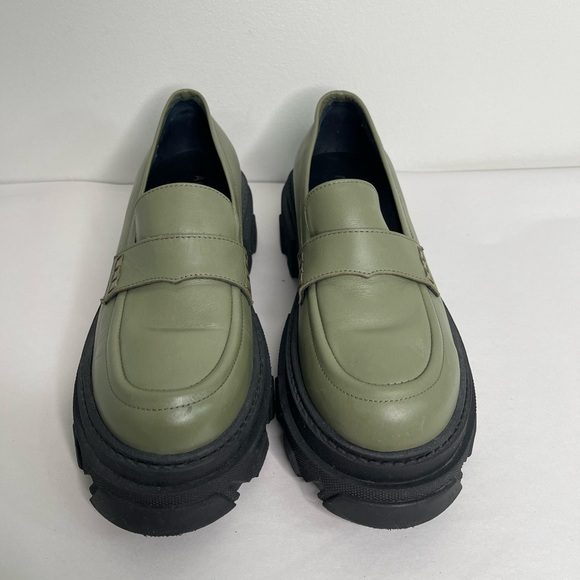 Alohas Trailblazer Leather Loafers Dusty Olive Sz 41 / 10.5 Chunky Platform - Picture 2 of 8